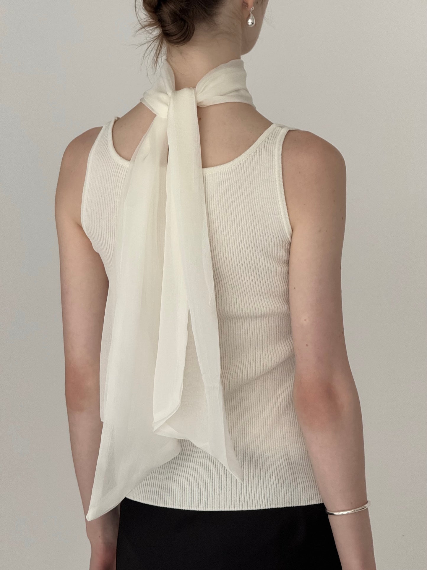 silky long scarf ( ivory )