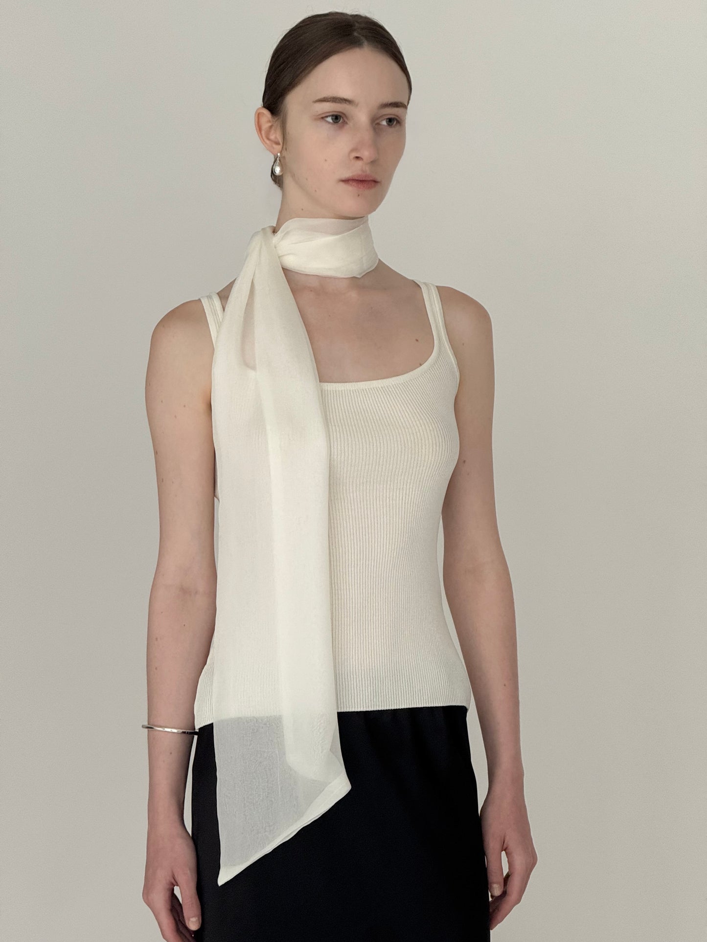 silky long scarf ( ivory )