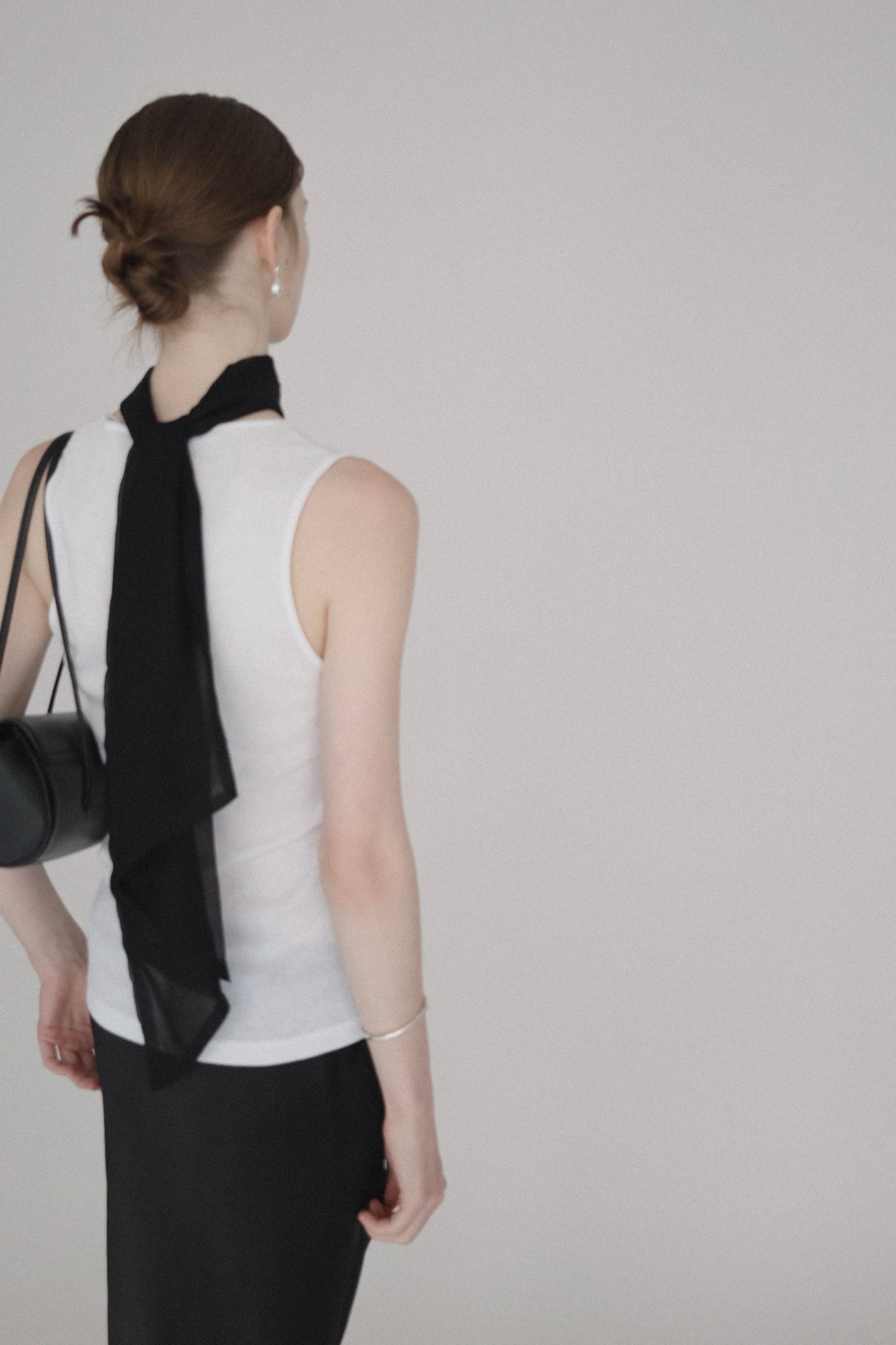 silky long scarf ( black )