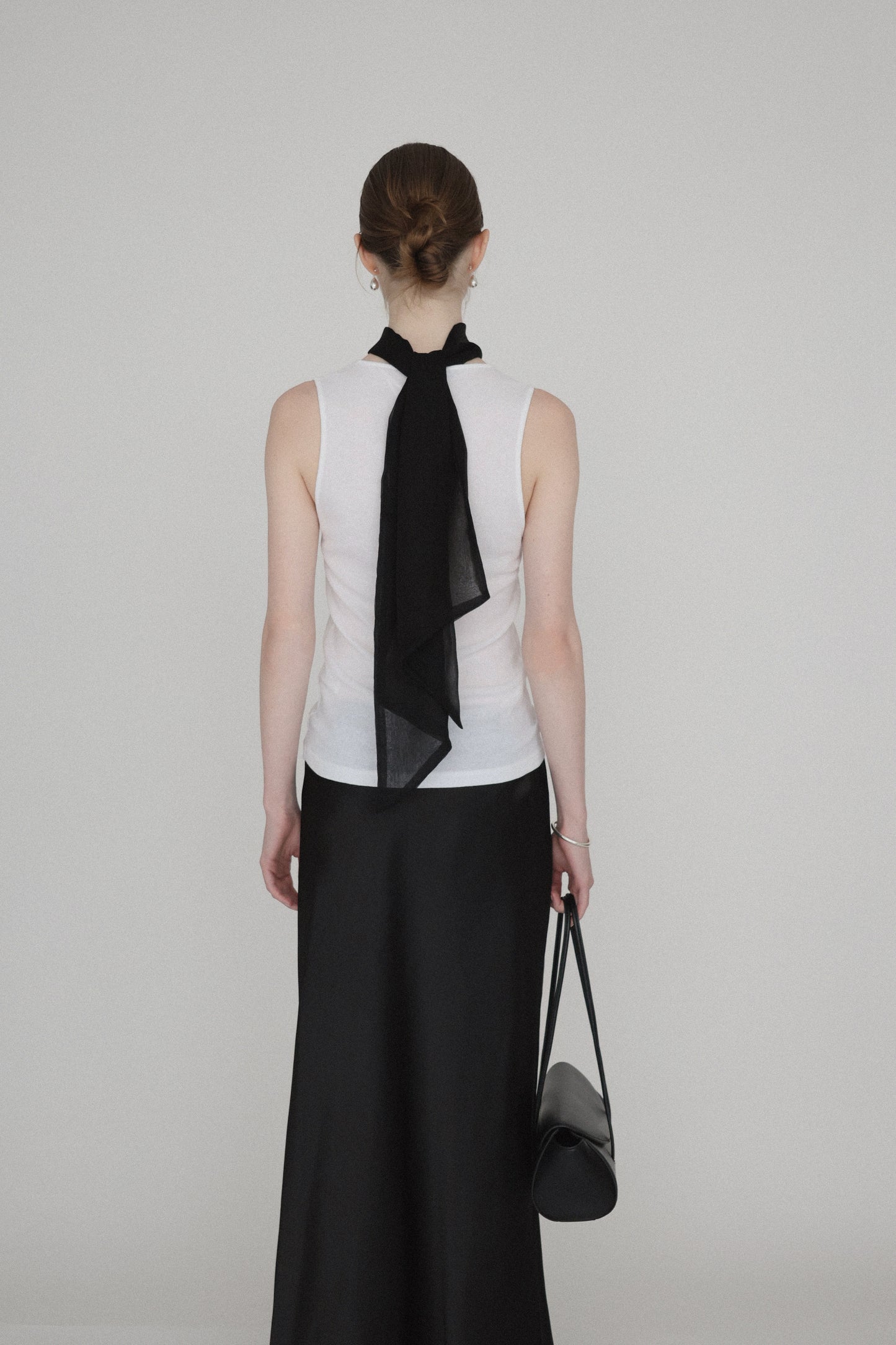 silky long scarf ( black )