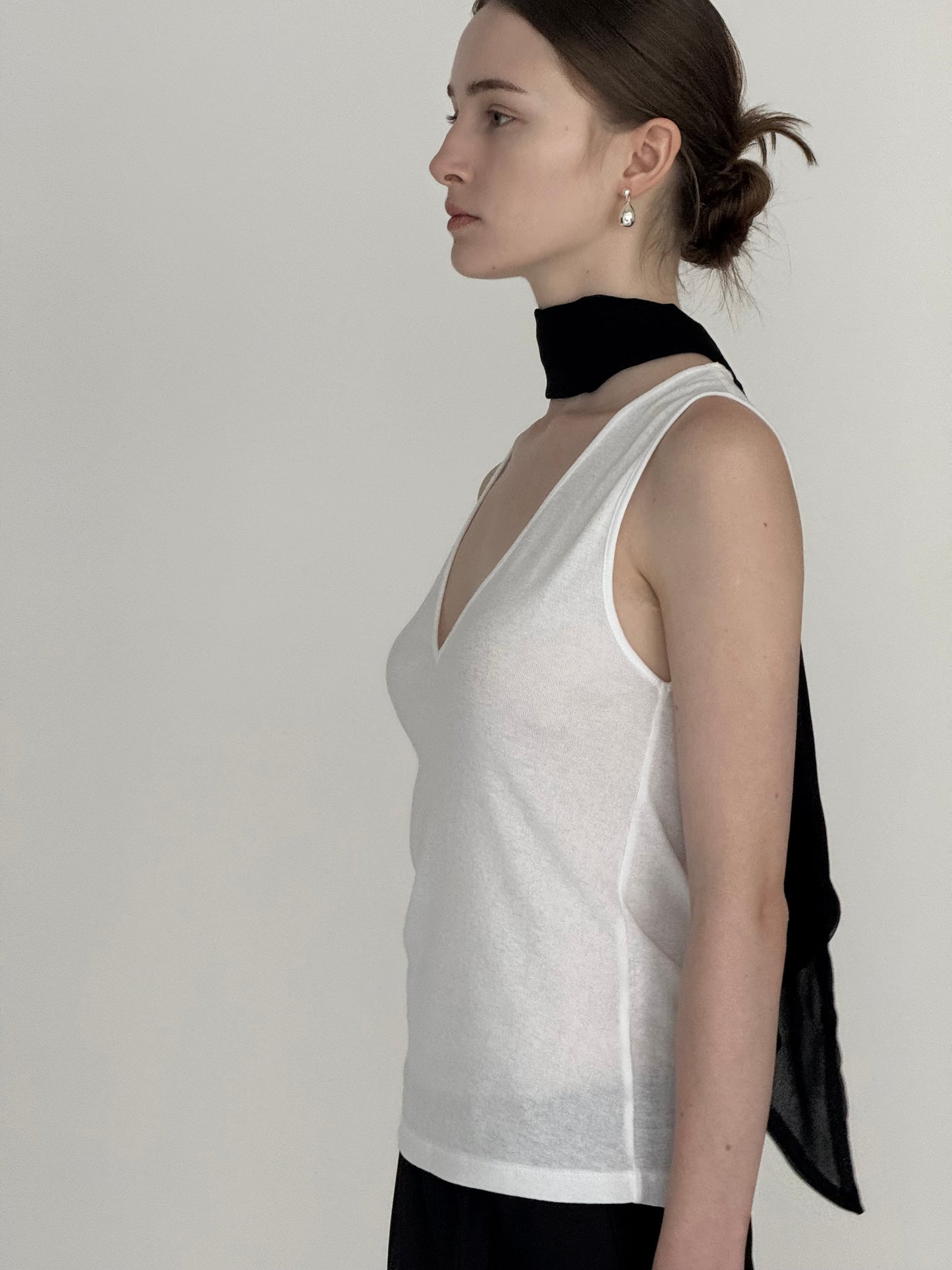 silky long scarf ( black )