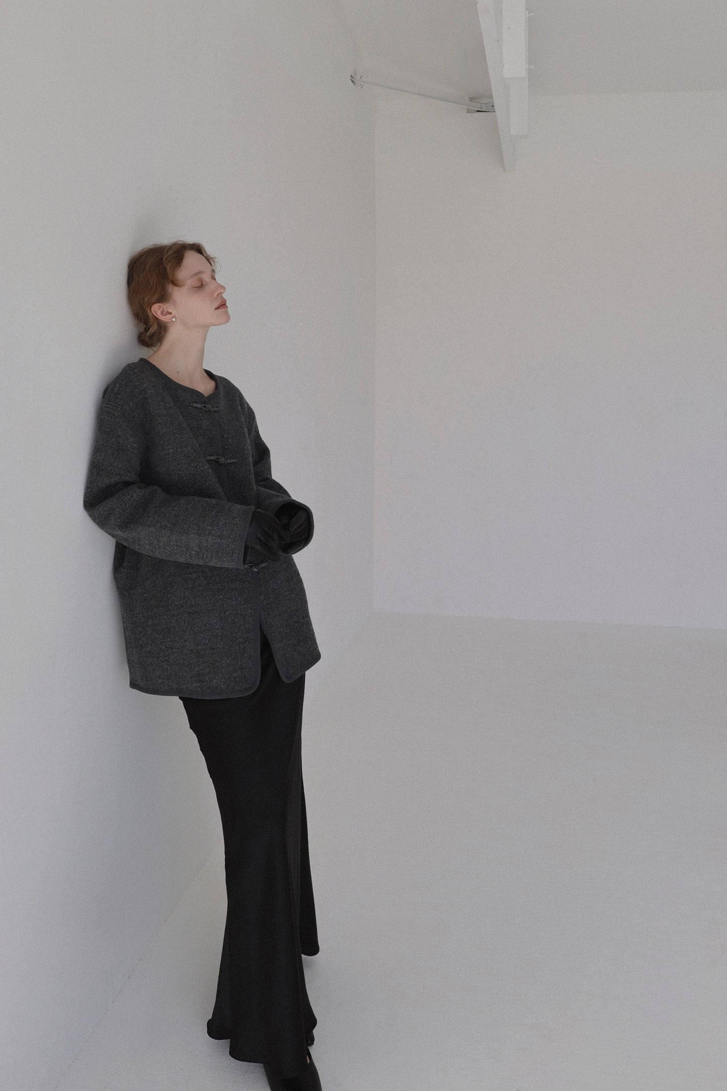 tie loop wool jacket