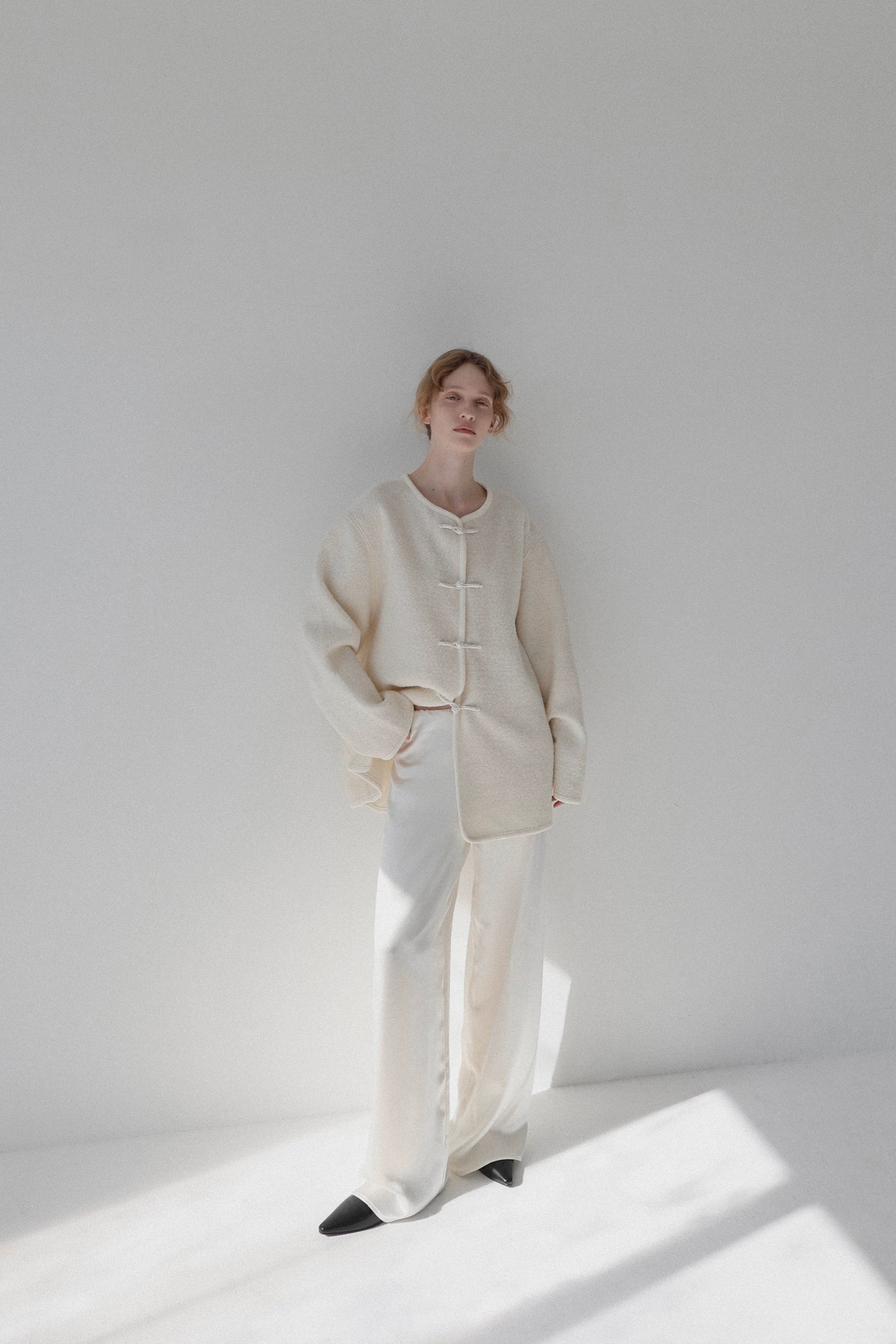 tie loop wool jacket