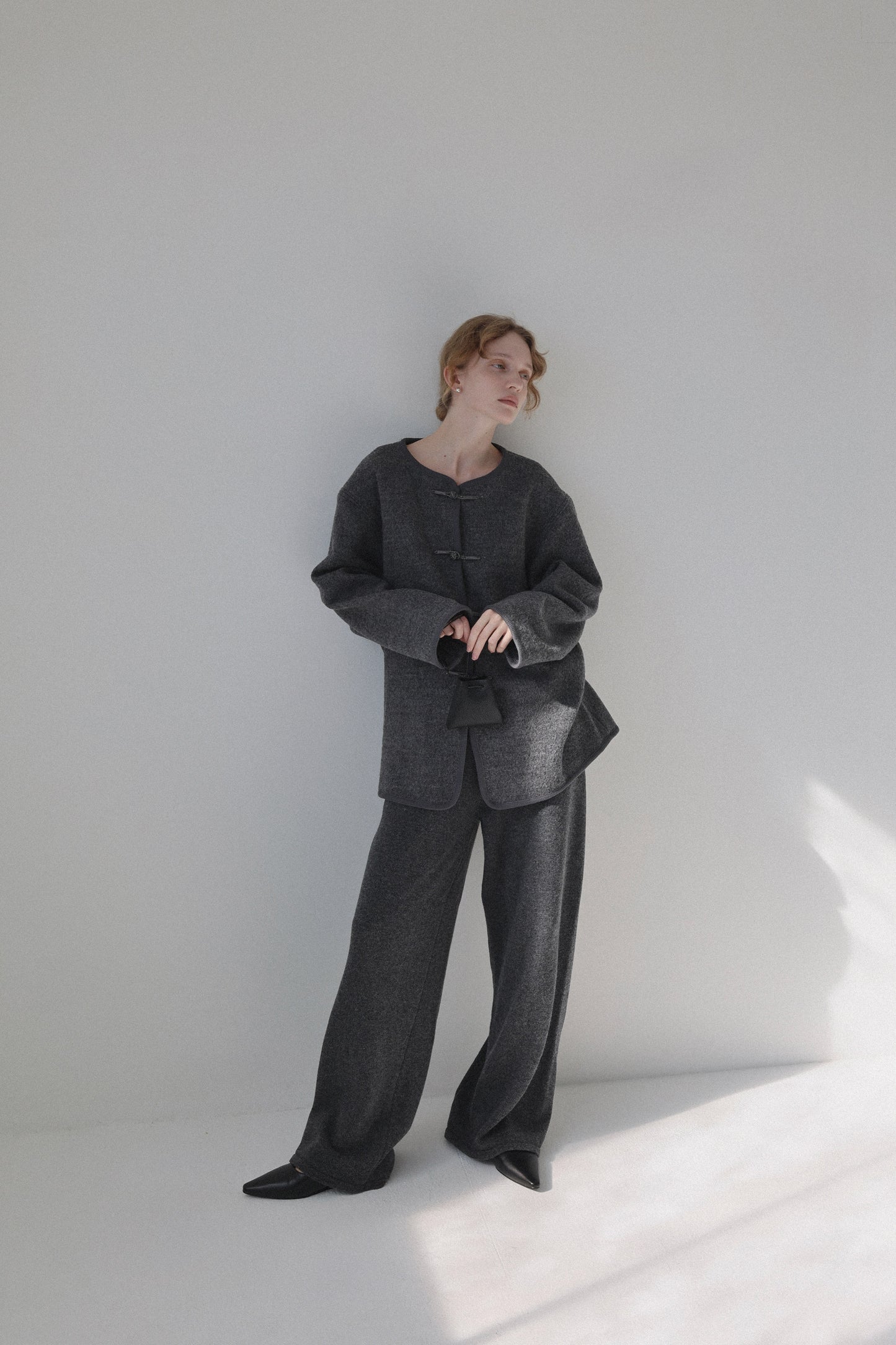 tie loop wool jacket