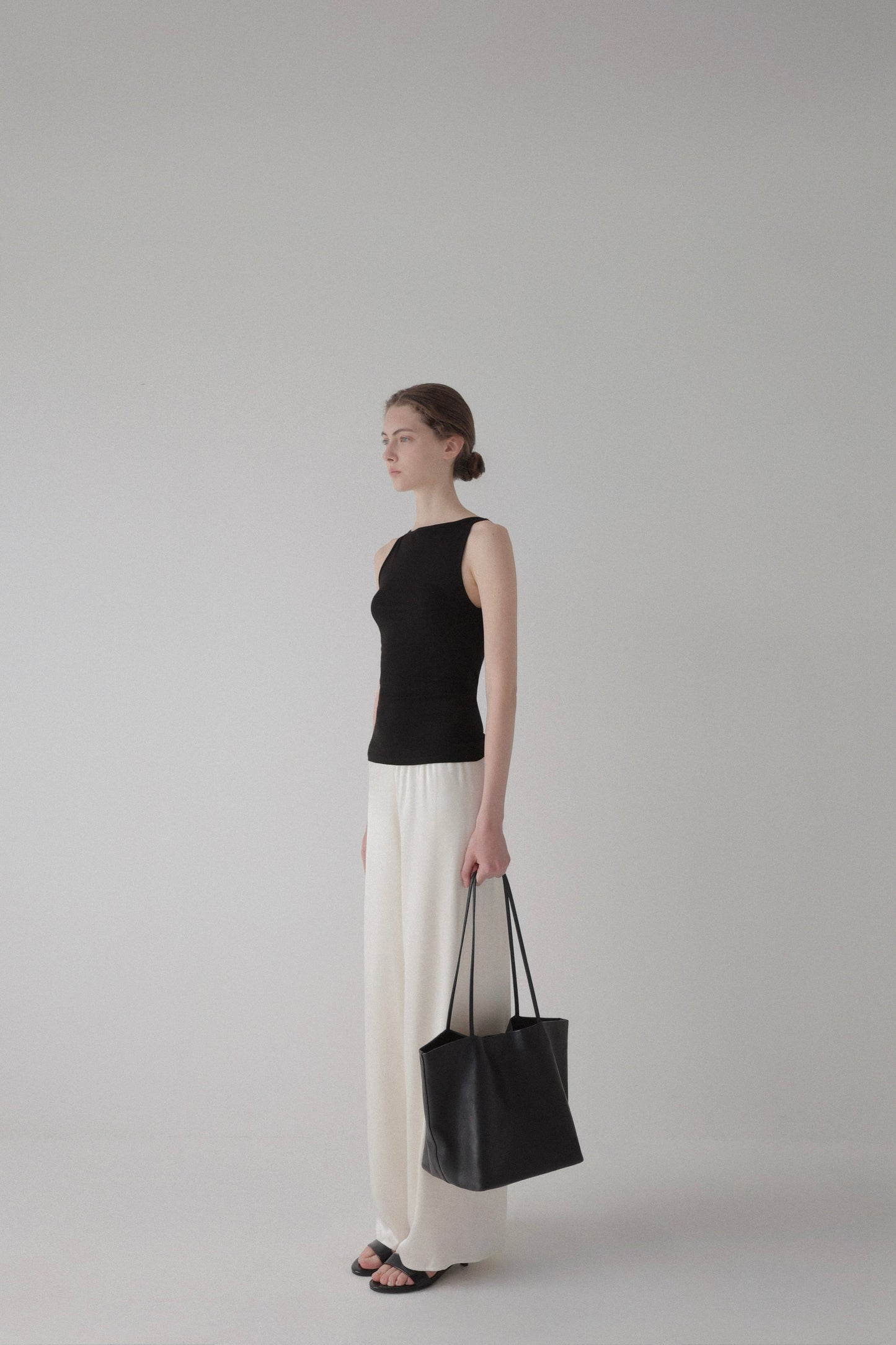 satin semi wide pants