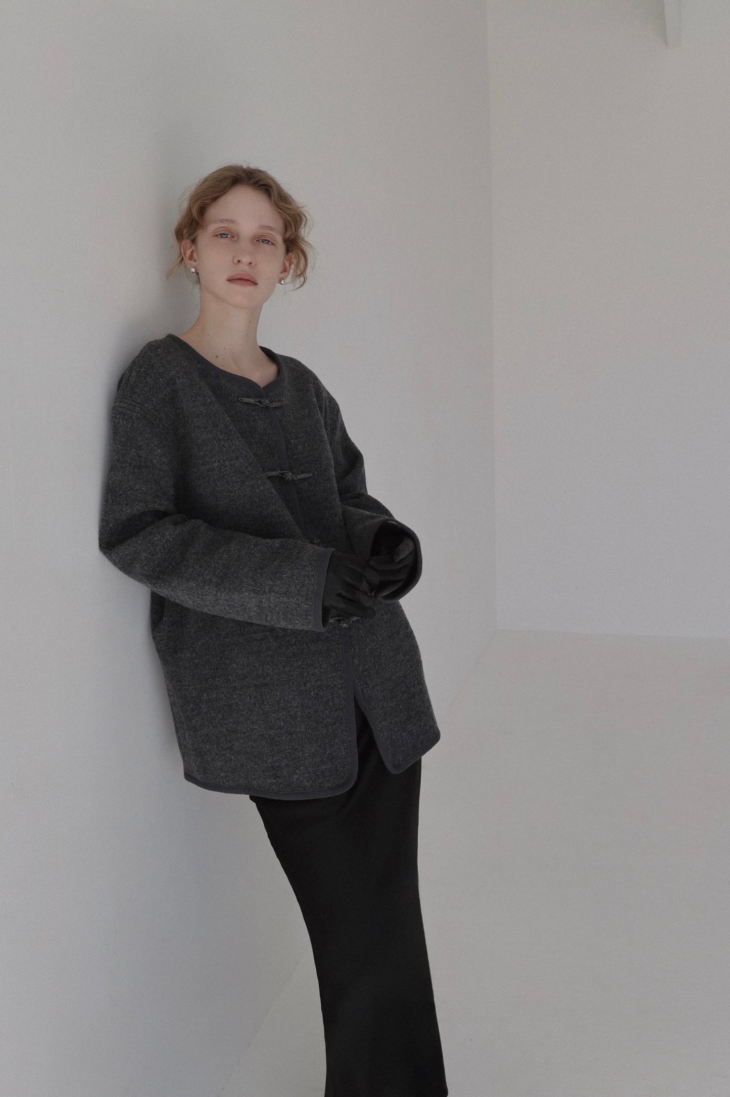 tie loop wool jacket