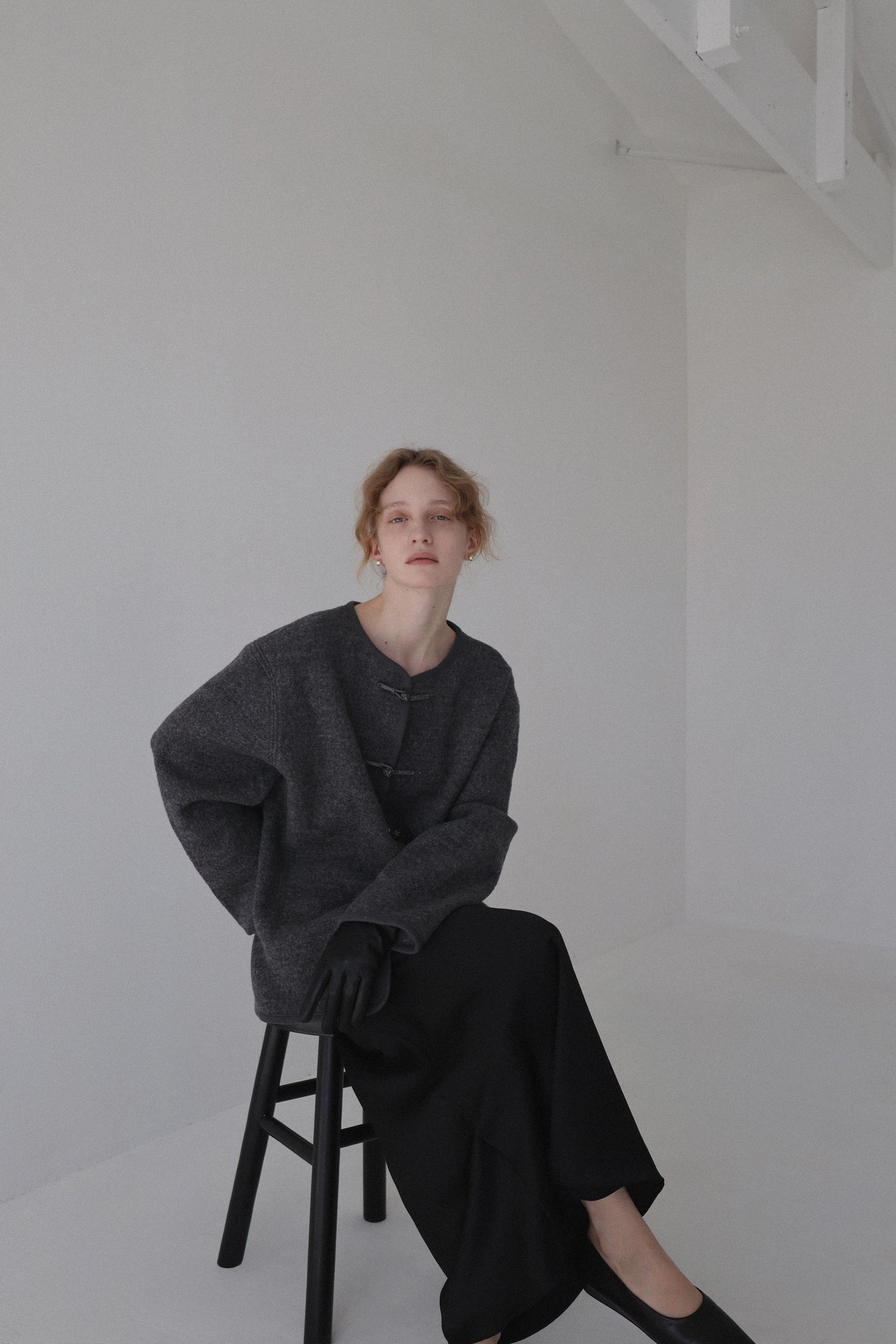 tie loop wool jacket