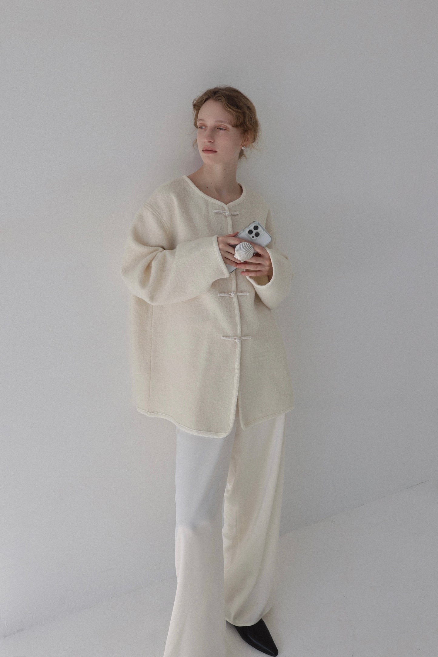 tie loop wool jacket