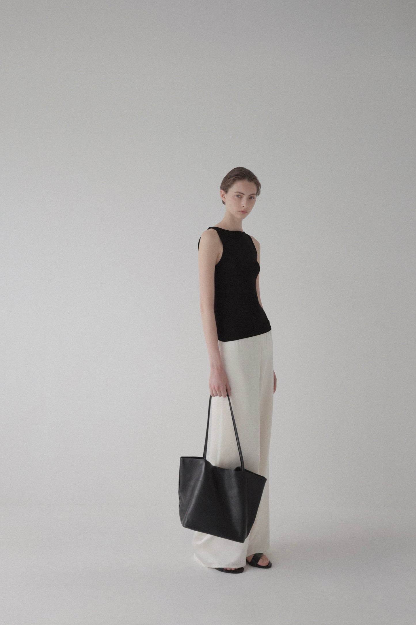 satin semi wide pants