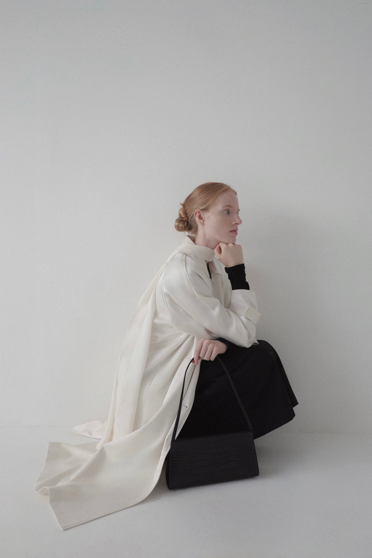 ivoire satin half coat