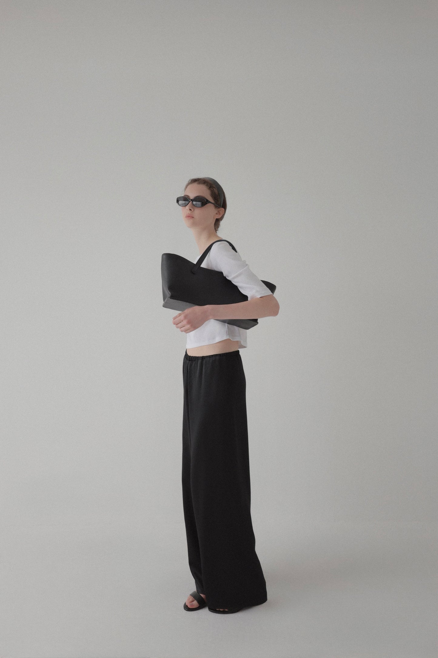 satin semi wide pants