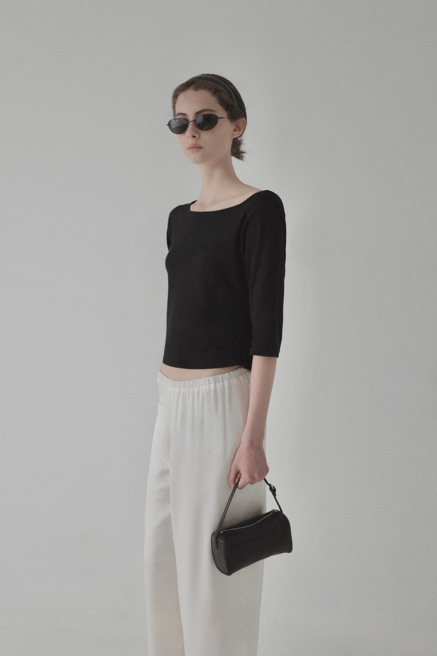satin semi wide pants
