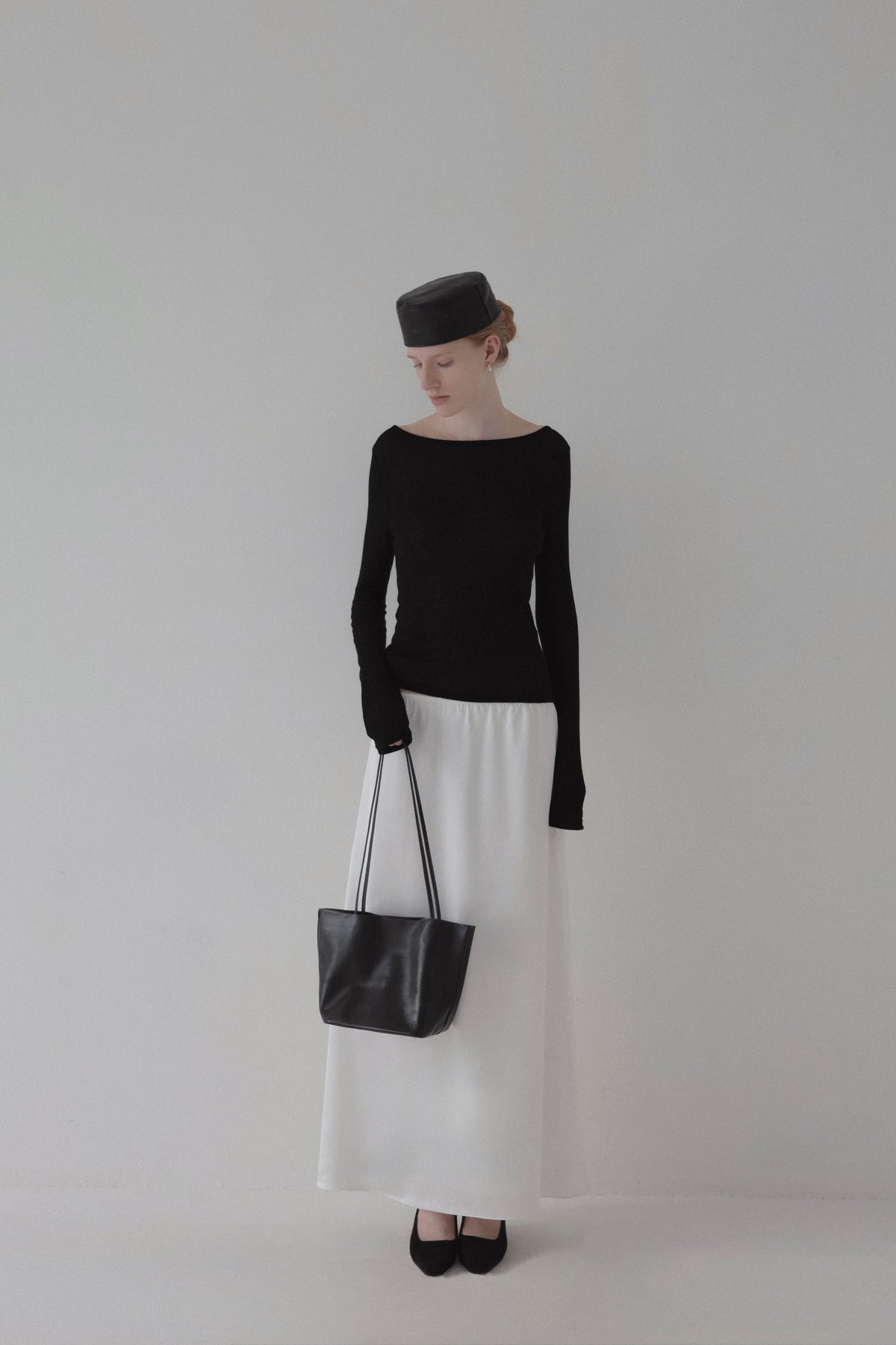 satin semi flare skirt