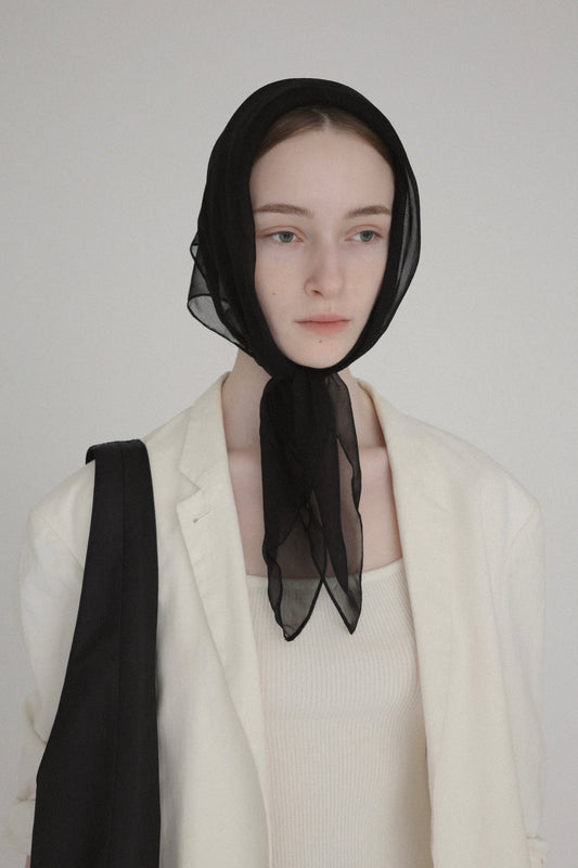 silky square scarf ( black )