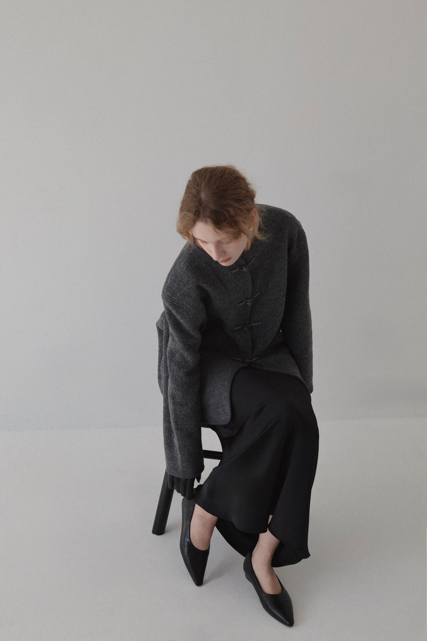 tie loop wool jacket