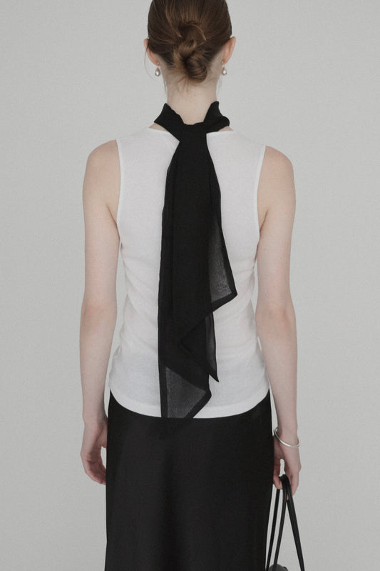 silky long scarf ( black )