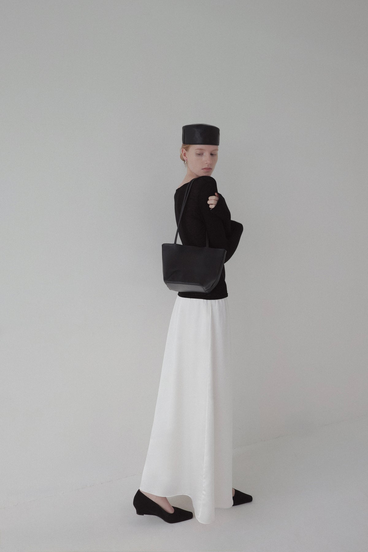 satin semi flare skirt