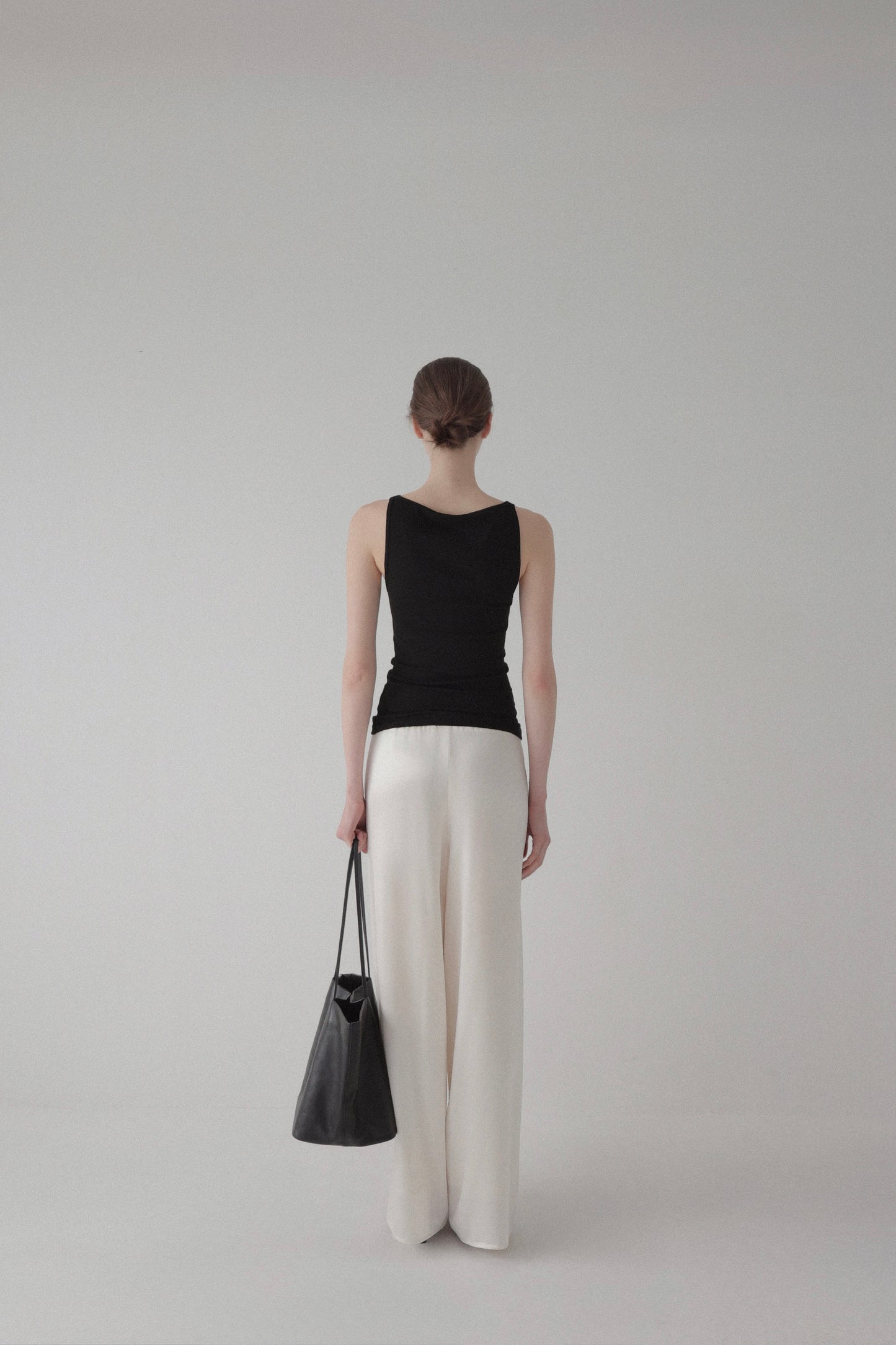 satin semi wide pants