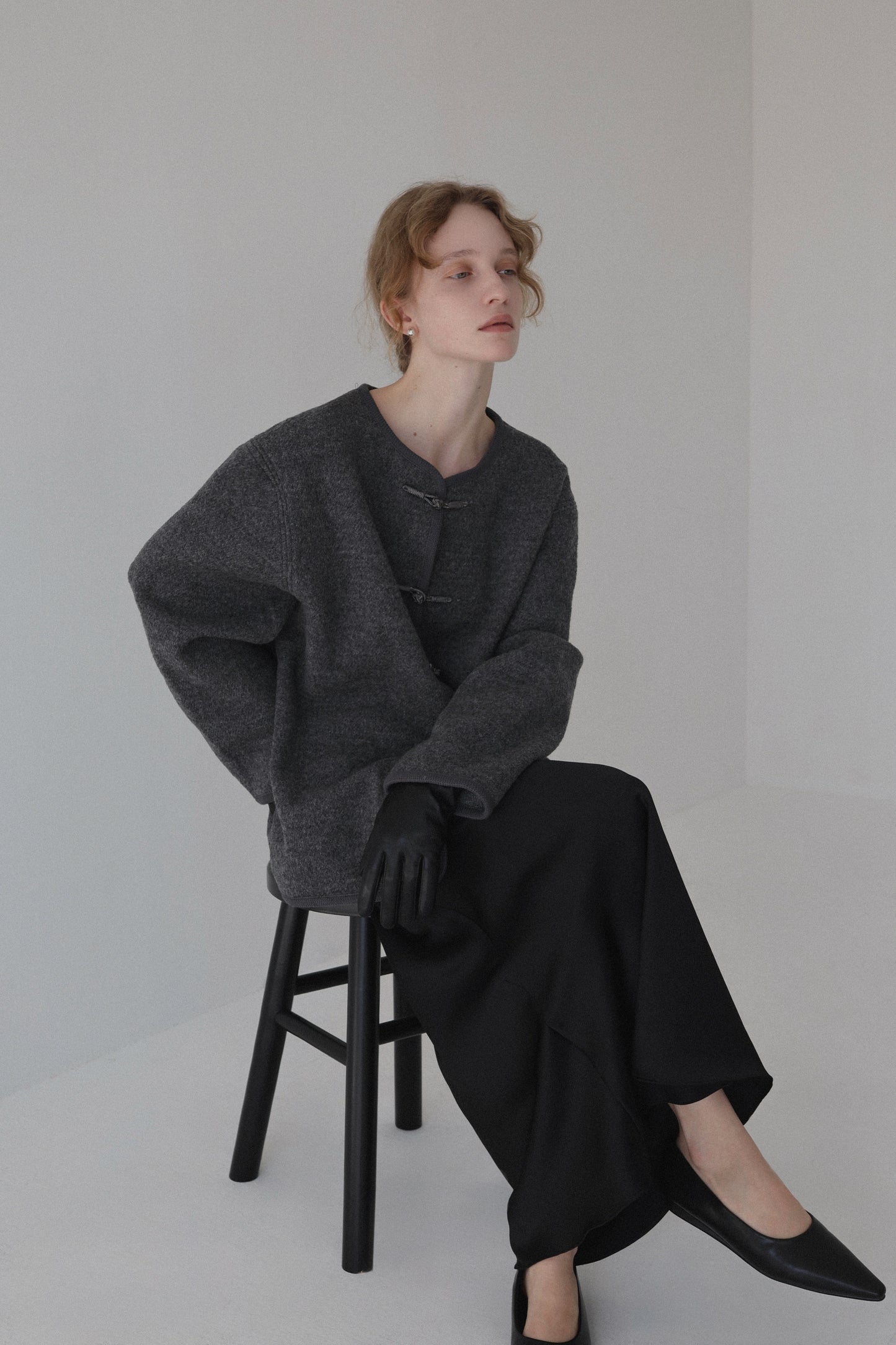 tie loop wool jacket