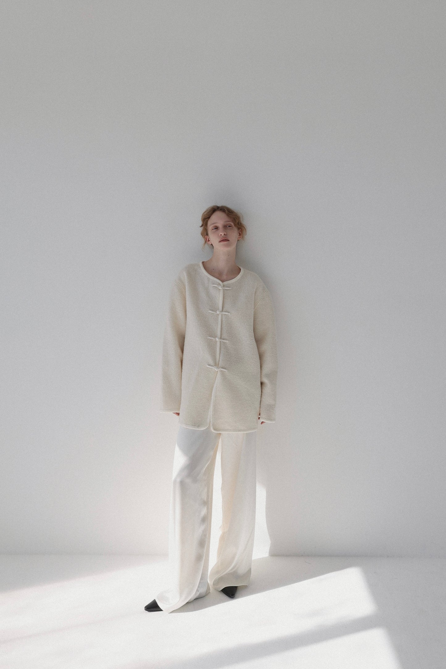 tie loop wool jacket