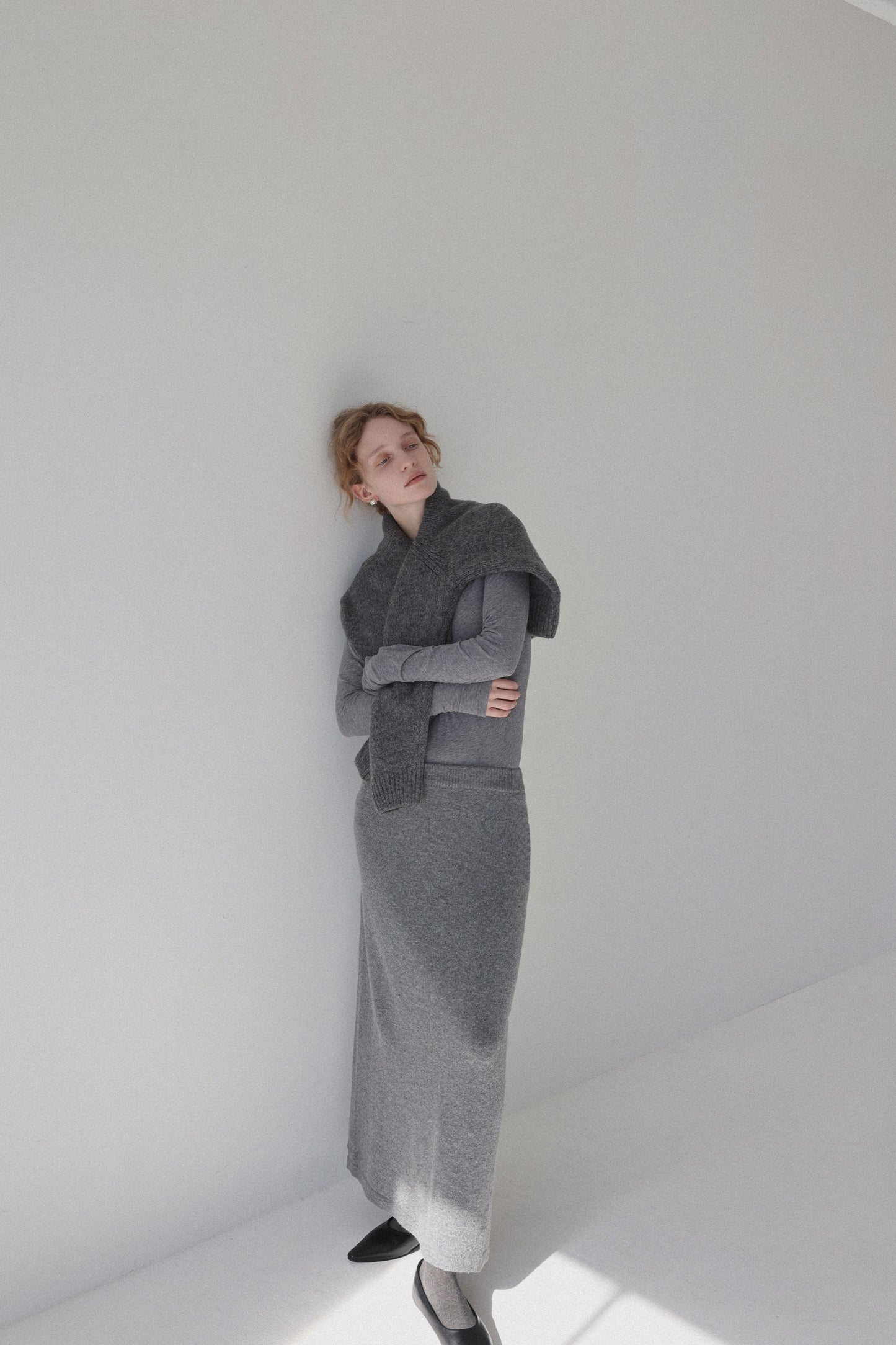 cashmere knit long skirt