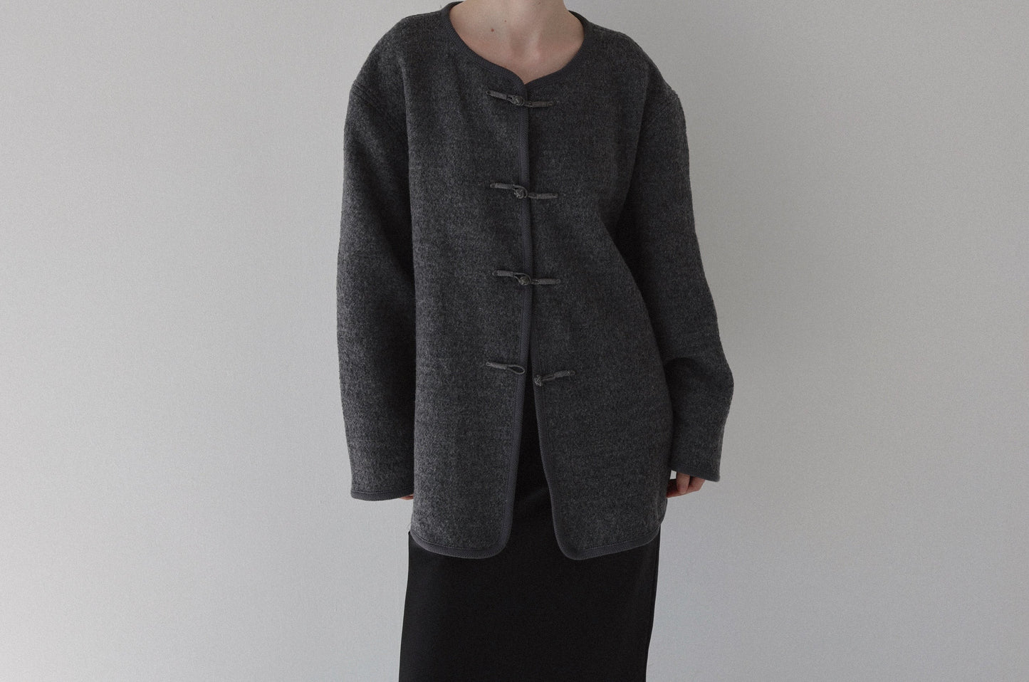 tie loop wool jacket