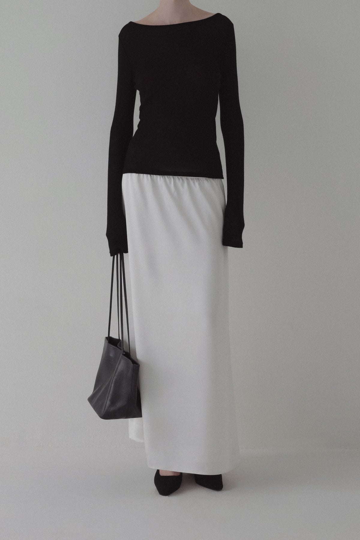 satin semi flare skirt