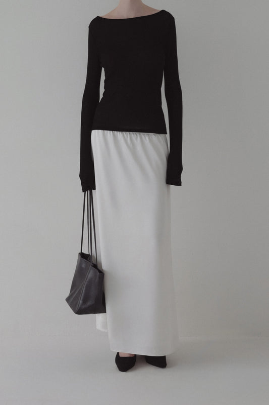 satin semi flare skirt